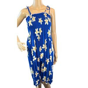 (5 for $25) Blue Floral Hawaiian Smocked Sundress Size Small